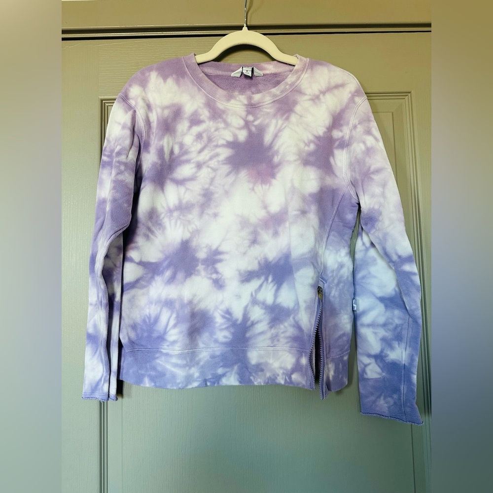 JoyLab Lavender tie-dye style Sweatshirt with side zipper - Picture 2 of 9